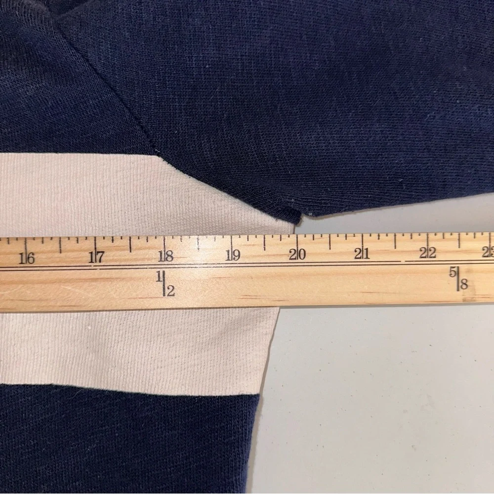 J Crew French Terry Pullover Top Navy White Bold‎ Stripes Side Zipper Nautical M